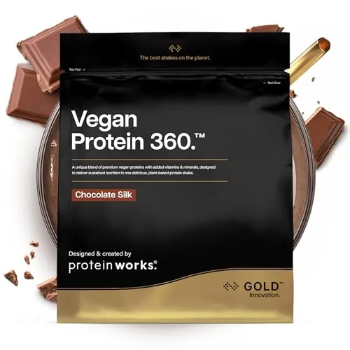 Protein Works | Vegan Protein 360 – GOLD Innovation, Proteína Vegana, 100% Vegetal y Natural, Mezcla Multi-Proteína Premium, Batido Bajo en Grasa y Calorías, Chocolate Suave, 66 Porciones, 2kg