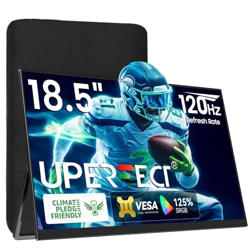 UPERFECT 18,5 Pulgadas 120Hz Monitor Portátil para Juegos con Pantalla IPS Mate Full HD 1920 x 1080 USB C Mini HDMI para Laptop, PC, Teléfono Móvil, PS4/5, Xbo, Raspb Pi, Compatible con VESA