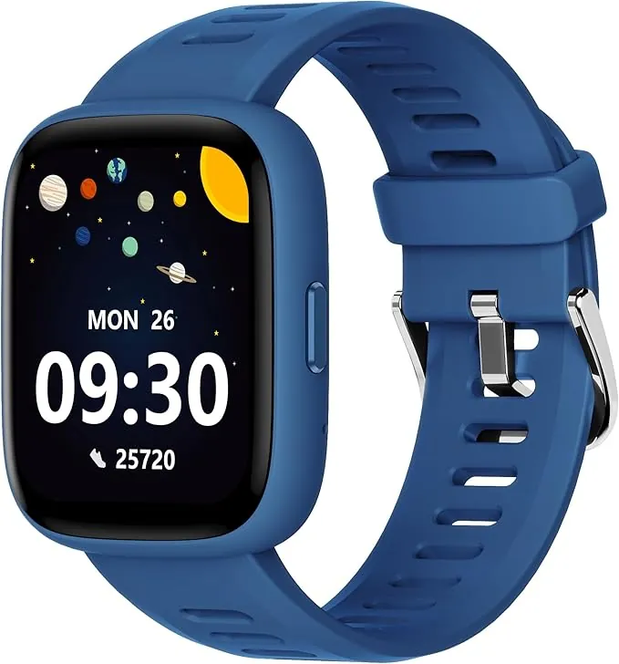 BIGGERFIVE Pulsera Actividad Niños Niñas 5-16, 1,8" Reloj Inteligente Podómetro, Frecuencia Cardíaca, Resistente al Agua IP68, Monitor de Sueño, Despertador, Juegos de Rompecabezas con/sin App
