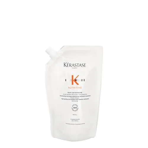 Kérastase Nutritive, Champú Hidratante, Para Cabello muy seco, Fortalece y repara, Con proteínas vegetales, Bain Satin Riche, Recarga 500 ml