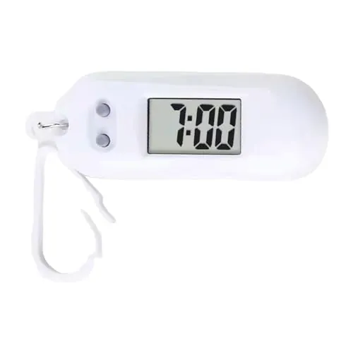 jojnsha Reloj de bolsillo con llavero digital LED portátil en miniatura para estudiantes y niños, ligero, con colgante de mochila, blanco