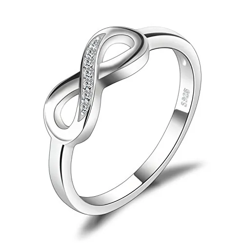 JewelryPalace Infinito Anillo de Compromiso Mujer Plata de Ley 925, Circonita Diamante Simulado, Promesa Romántico, Joyas Piedra, Conjunto 13