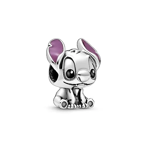 Pandora Disney Dije con diseño de Stitch en plata con esmalte negro y morado