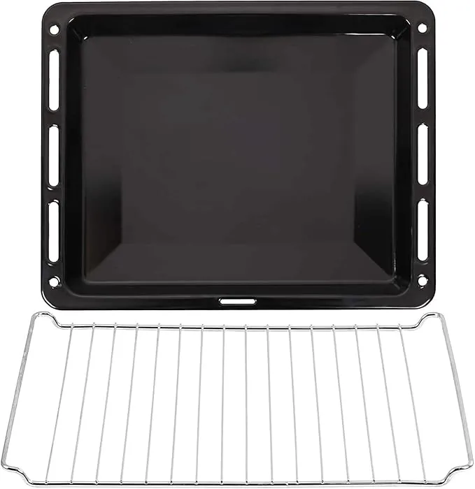 ICQN Bandeja Esmaltada con Rejilla para Horno 46x37x3 cm, Compatible con TEKA y Bosch