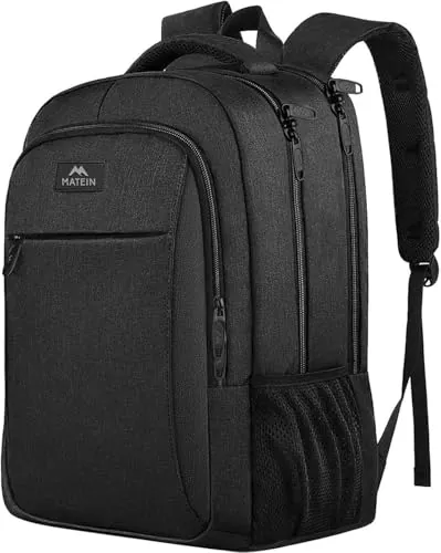 MATEIN Mochila Portatil 17 Pulgadas, Mochila Antirrobo Hombre, Negro