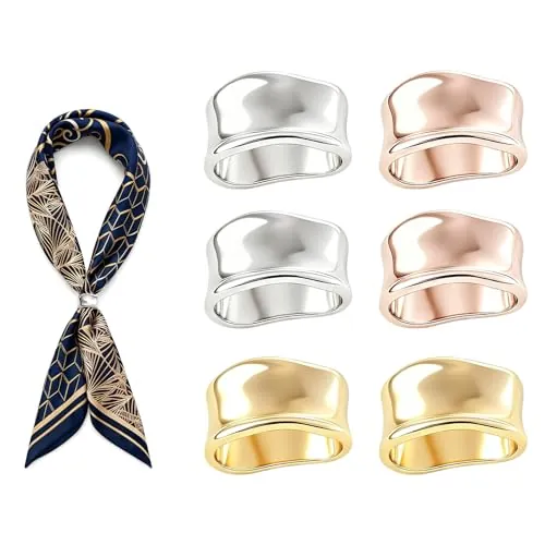 3 anillos de bufanda de seda, anillo de bufanda de aleación con tres colores oro, plata y oro rosa, simple y elegante, anillo de pañuelo, accesorios de moda para bufandas de seda
