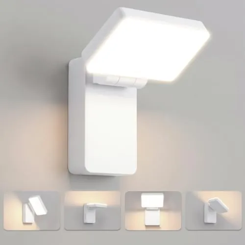 Kingwen Aplique Pared Exterior Blanco LED 40W,3000K,Plegable 180°,360°