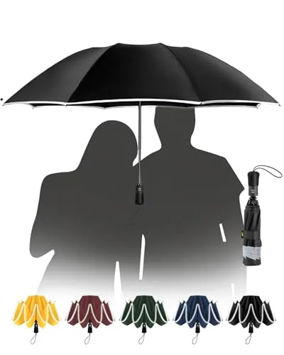 Chakipee Paraguas plegable Antiviento mujer - Paraguas invertido resistente al viento, Paraguas de viaje automático portátil compacto hombre, revestimiento de 210T