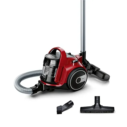 Bosch - Aspirador sin bolsa, BGC05AAA2, filtro higiénico PureAir, fácil almacenamiento de la manguera, potente, rojo