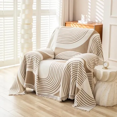WEYOND Funda de Sofá 3 Plazas, Cubre Sofá, Sofa Cover, 180 x 230 cm, Caqui | Antideslizante y Antimanchas, Boho, Protector de Sofá para Gatos y Perros, Manta Multiusos para Sofás de 1/2/3/4 Plazas