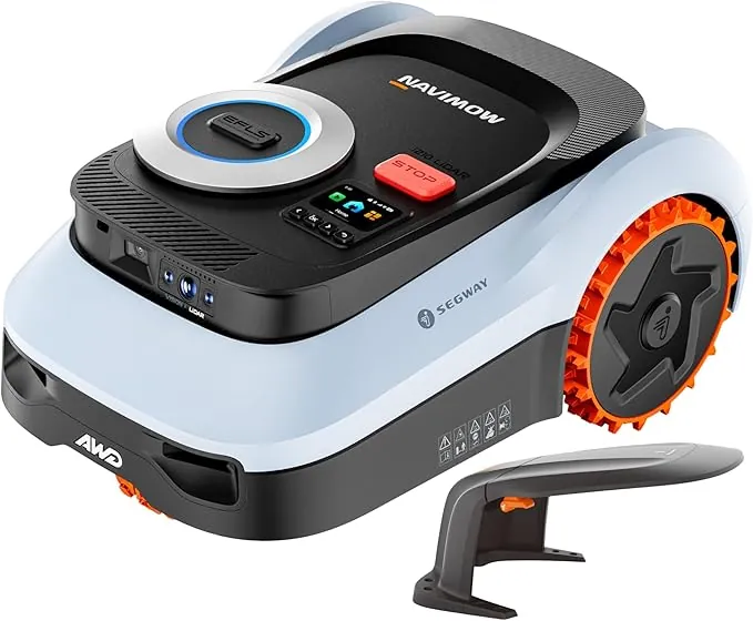 Segway Navimow i210 LiDAR Pro Robot cortacésped con Garage M, LiDAR + Visión + Red RTK, Xero-Turn AWD, mapeo automático, Tracción Integral para Pendientes del 55%, Rec. 1000 m² (Envío por Separado)