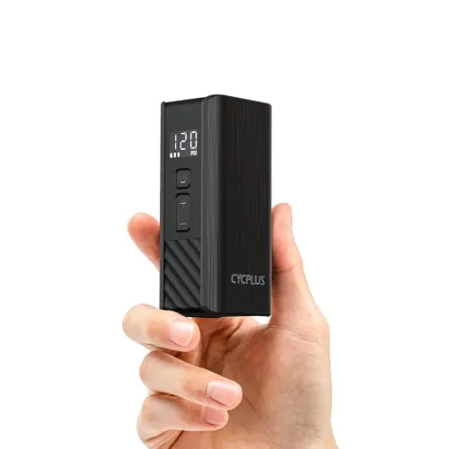 CYCPLUS Bomba eléctrica bici A3Mini, 120 PSI, motor brushless | Tamaño bolsillo, 212g, Batería 2000mAh 7,4V, Ventilador integrado, Inflado rápido, Apagado auto, Presta/Schrader