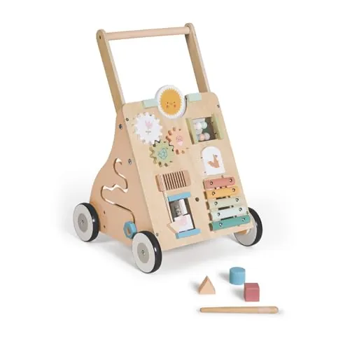 MS BabyWorld – Montessori Maxi – Andador de Madera para Bebé | Correpasillos con Juguetes y Actividades | Para Primeros Pasos | Desde +12 Meses