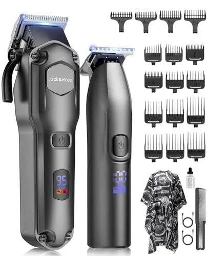 Maquina de Cortar Pelo Hombre,Juego de Barbero y Recortador,Cortapelos Recortadora de Barba,Maquina de Afeitar Hombre con Peines Guía Negro