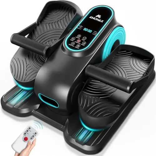Amonax Pedaleador Eléctrico Motorizado, Elíptica para Pedalear Sentado, Mini Pedaleador para Ancianos, Ejercitador de Piernas Cardiovascular Debajo del Escritorio para Casa (Negro+Turquesa+asa)