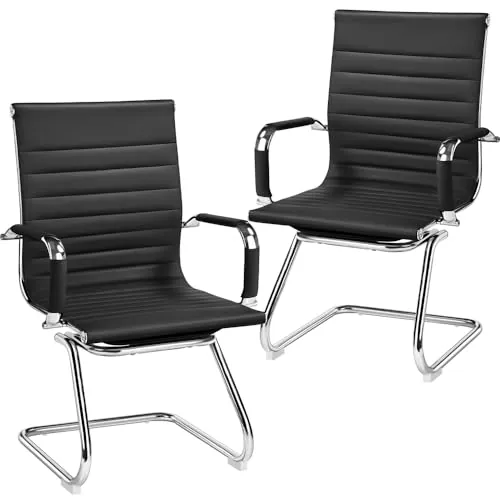 Yaheetech 2 Sillas de Oficina Silla de Recepción Ergonómicas en Negro