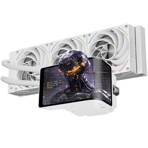 TR-Thermalright Wonder Vision 360 Turbo ARGB White Liquid CPU Cooler, 6,67 pulgadas, pantalla curva 3D con resolución de 2400 x 1080, magnético, 360 mm Aio, blanco, para AM5, LGA1851/1700