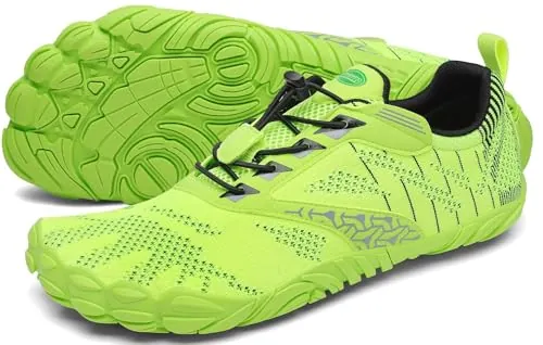 SAGUARO Hombre Mujer Barefoot Zapatillas de Trail Running Minimalistas Zapatillas de Deporte Fitness Zapatos Descalzos para Correr en Montaña Escarpines de Agua, Verde Chartreuse, 43 EU