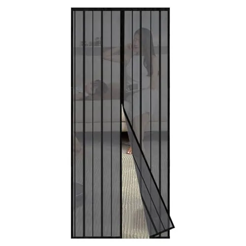 Sekey Cortina Magnética de Puerta a Prueba de Mosquito para Madera, Aluminio, Metálicas, Balcón, RV - Cierre Automático, 125x210 cm, Negro