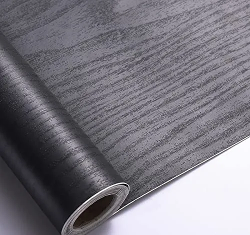Arthome Vinilo Adhesivo Muebles Madera,Papel Pintado Autoadhesivo,Contacto Papel Adhesivo Decorativo para Encimeras,Muebles,Revestimiento de Paredes,Removible,Negro Madera,27cmx254cm