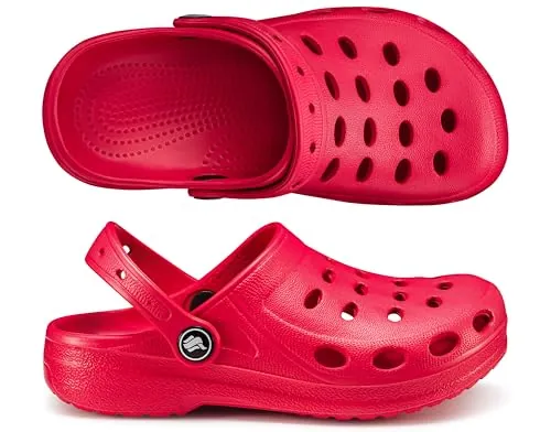 ESTRO Zuecos Niño Piscina Sandalias - Zuecos Cross Niño Sandalias Goma Niña Chanclas Playa Niña A03 (Rojo, 30 EU)