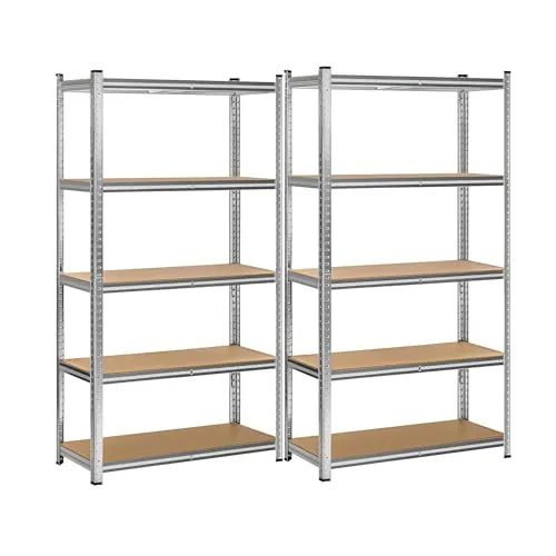Estantería Metálica Almacenaje 2X Unidades | 180x90x40cm | 5 Baldas Ajustables Modulares | Acero Galvanizado Alta Resistencia | Gran Capacidad de Carga | Ideal Garaje | Trastero | Despensa | Oficina