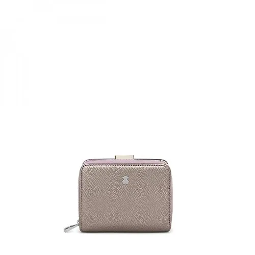 Tous Billetera Pequeña Plateada, para Mujer, Medidas 10 x 12 x 3 cm, Colección New Dubai Saffiano