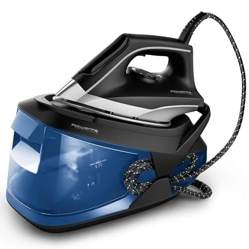 Rowenta Turbosteam, Centro de planchado, Golpe vapor 350g/min, Negro/Azul