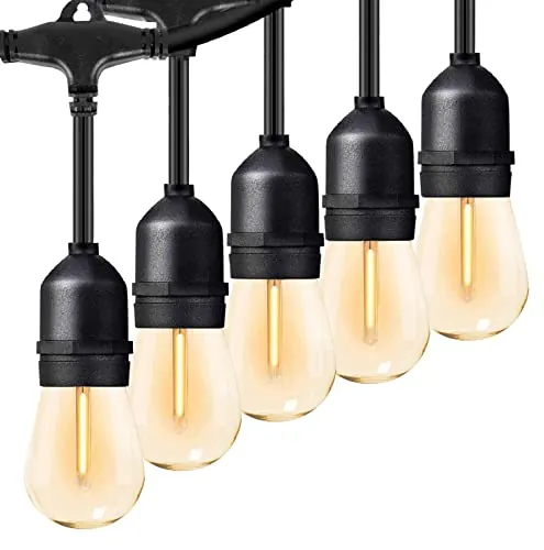 ZOTOYI S14 Guirnalda Luces Exterior 15m, Guirnaldas Exterior LED con 15+1 Bombillas Inastillables, Conectable IP65 Impermeable Cadena de Luces para Terraza Jardín Trasero Cafe Fiesta Boda, 2700K