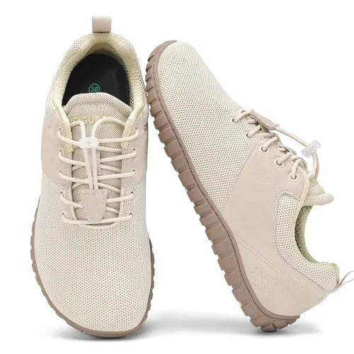 SAGUARO Mujer Barefoot Zapatillas Minimalistas Hombre Calzado Deportivos Gimnasio Zapatillas Trail Running Casual con Puntera Ancha para Walking Fitness Viajes Paseos Shopping Blanco Roto, Gr.39