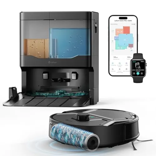 Lefant M210 Pro Omni Robot Aspirador y Fregasuelos con Mapeo, 18 000 Pa, 120min, Cepillo de 19,5 cm, Depósito 800ml, Evitación Obstáculos PSD, Navegación dToF, 5G WiFi/App/Alexa, Negro