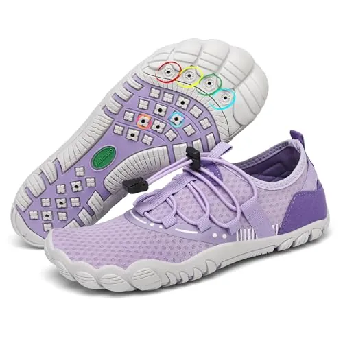 SAGUARO Escarpines Mujer Zapatillas Agua Hombre Secado Rápido Barefoot Zapatos de Agua Antideslizante Escarpines Surf Ligeras Zapatillas Minimalistas para Playa Snorkel Kayak Natación Morado,Gr.39