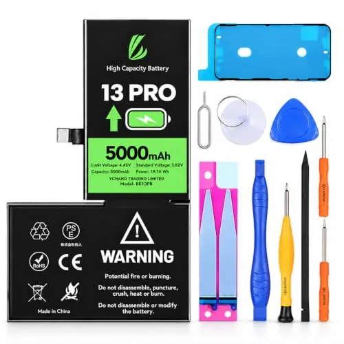 LL TRADER Batería para iPhone 13 Pro 5000mAh y Kit de Reparación | Compatible con el iPhone 13 Pro, A2483, A2636, A2639, A2640, A2638