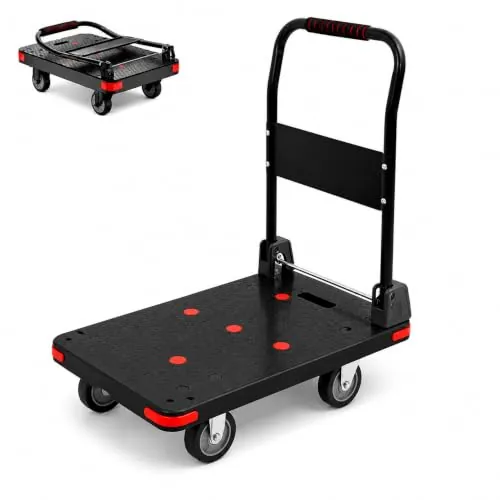 MAGIC SELECT Carro Plataforma Plegable Soporta 300 kg Negro, Ruedas TPR 4"