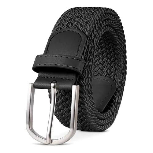 TANGCHAO Cinturones hombre, Cinturon elastico para hombre y mujer, Cinturón Trenzado Elegante Sin Agujeros Extensible, Cómodo y bien ajustado, para Jeans