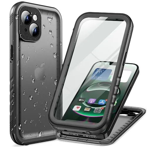 Cozycase Top Funda 360 Antigolpes Impermeable para iPhone 15, Negro