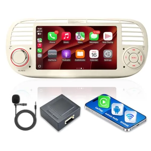 Radio para Fiat 500 2007-2015 Pantalla con Inalámbrico CarPlay Android Auto