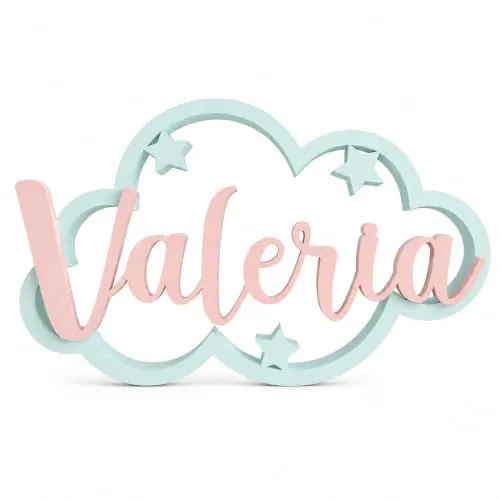Tres Aristas Nube Decorativa con Nombre Personalizado - Regalo Original para recién nacidos, bebés y niños - Decoración Habitación Infantil para puertta, pared o estantería - Colores a elegir