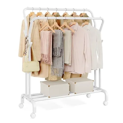 SONGMICS Burro para Ropa con Ruedas, Tubo de Acero, 100 kg