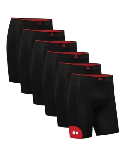 DANISH ENDURANCE Calzoncillos Extra Largos, 3 y 6 Pack Negro/Rojo XL