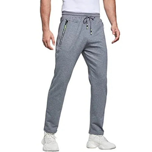 ZOXOZ Pantalon Chandal Hombre Deportivos Hombres Pantalones Casuales de Holgado Rectos Jogger con Bolsillos de Cremallera Gris 2XL
