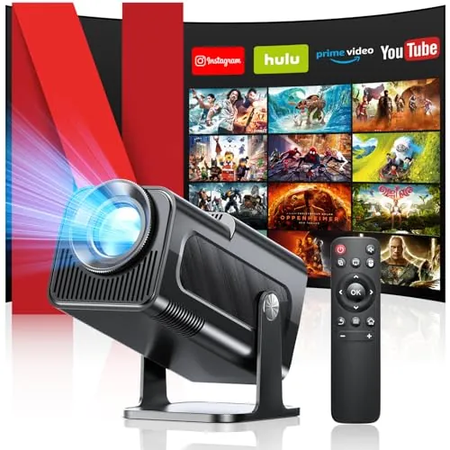 Proyector 4K, Mini Proyector con WiFi 6 BT 5.4, Portátil Videoproyector con Android 11.0 y Keystone Automático, 230 ANSI Enfoque Eléctrico, Compatible con HDMI/USB/TV Stick/Laptop, Negro