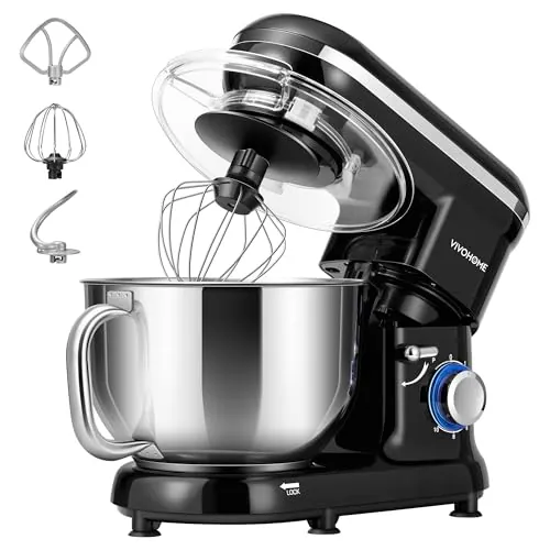 VIVOHOME Batidora Profesional Amasadora 10 Velocidades 1500w Bol Acero