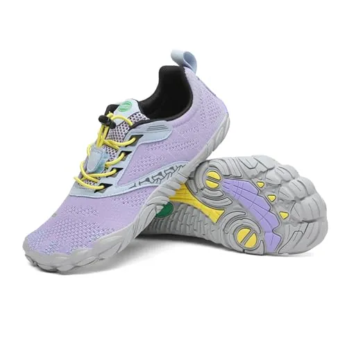 SAGUARO Mujer Hombre Zapatillas Barefoot Minimalista Respirable Calzado Minimalista Zapatillas de Trail Running Lavanda Claro,Gr.43