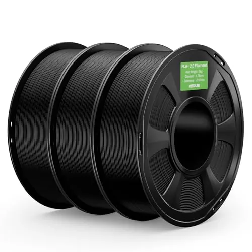 DEEPLEE PLA+ 2.0 Filamento 1.75 mm, Pack 3 x 1 kg, Negro
