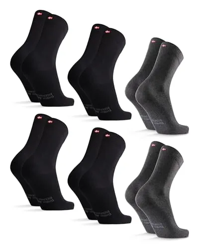 DANISH ENDURANCE Calcetines Algodón Orgánico, 6 Pack MC (4xNegro, 2xGris) 43-47