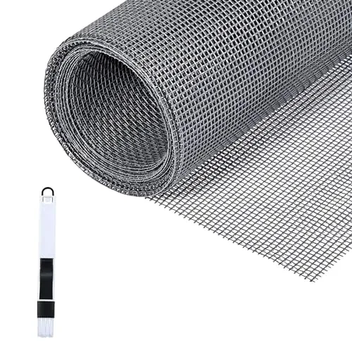 Fillis Mosquitera para Ventanas, 150x300cm Mosquitera de Fibra de Vidrio Mosquitera Cortada a Medida DIY con Cepillo de Limpieza, Mosquitera de Gasa para Ventanas y Puertas, Gris