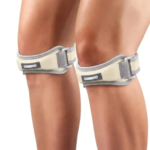 CAMBIVO Rodillera Adjustable x2, Cinta Rotuliana, Rodilleras Menisco y Ligamento con Correa para Tendón Rotuliano, Correr, Saltar, Gym, Alivio de la Tendinitis, Estabilización de la Articulación