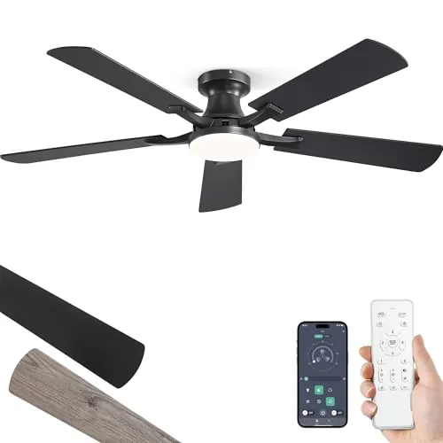 ZMISHIBO Ventilador de Techo con Luz 132 cm, App y Control Remoto