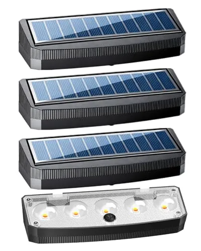 AdalyRoma 4 X Lámparas Solares para Exteriores, 3 temperaturas de color, 4 modos de iluminación LED Luces Solares para Valla Exterior, Aplicable a Escalones, Vallas, Barandillas, Patio, Terraza